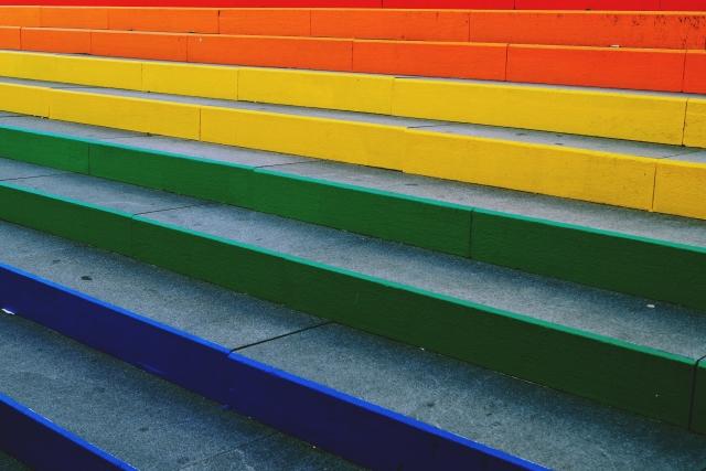 steps painted in a rainbow pattern
